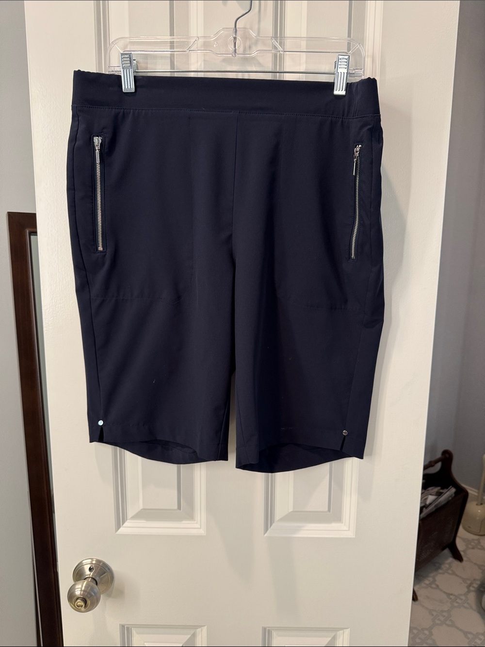 Chico’s navy Performance Zip-Pocket Shorts